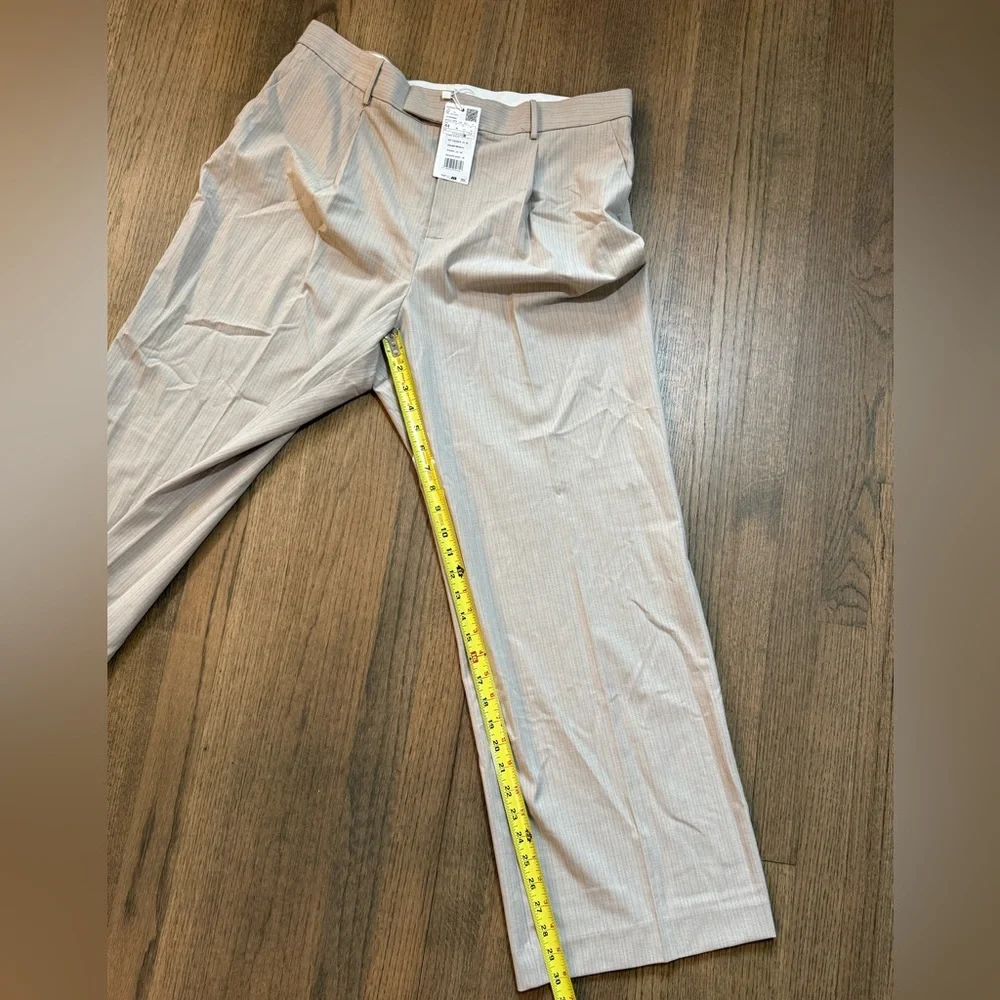NEW Mango Striped Trousers-Size 12-Beige with Light Blue Stripe - Picture 14 of 15